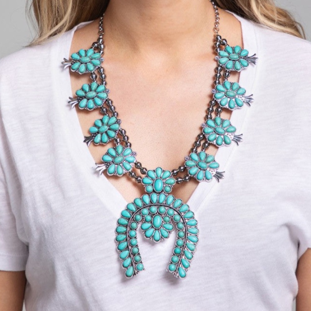Vintage Style Southwestern Squash Blossom Necklace